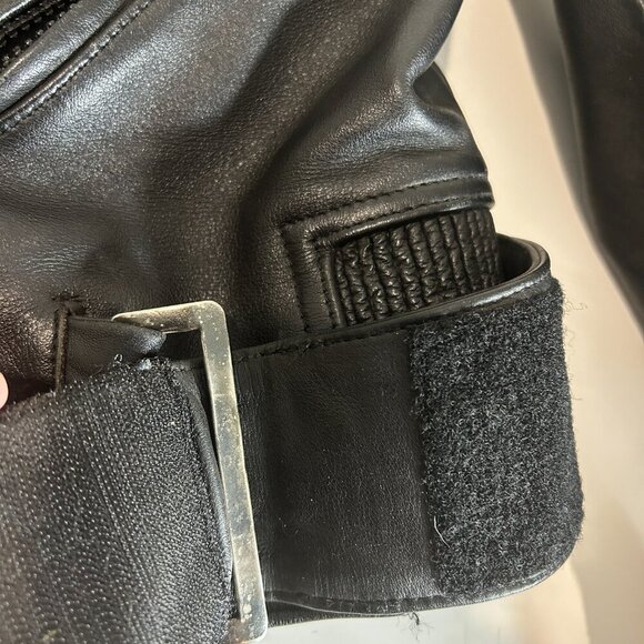 Vtg Teknic Black Leather Motorcycle Jacket Men’s Sz 40/50 Padded Biker Cafe Race - Picture 4 of 14